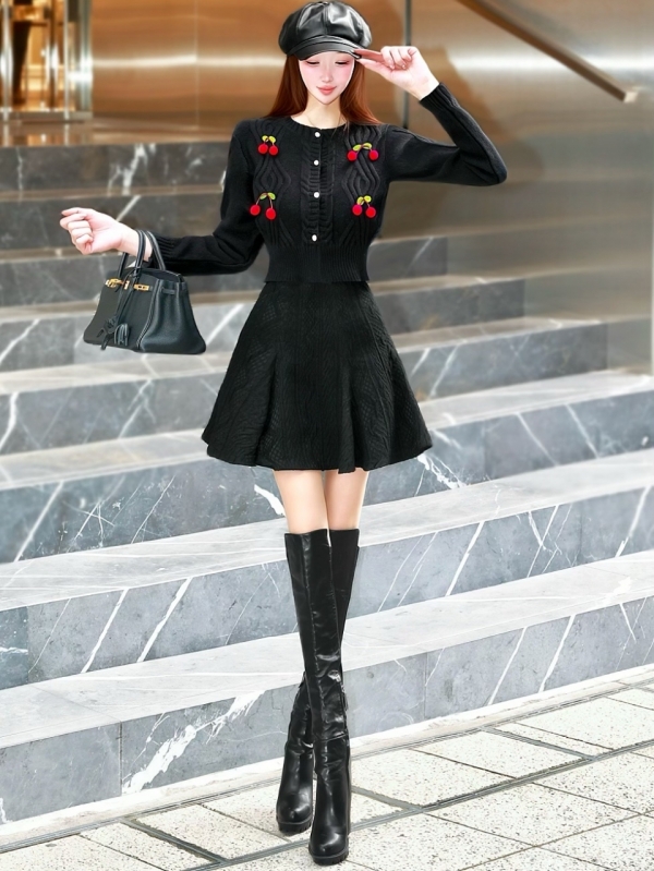 チェリーケーブルカーディガンBLACK 商品イメージ2