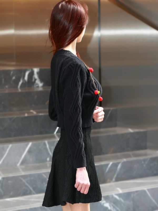 チェリーケーブルカーディガンBLACK 商品イメージ3