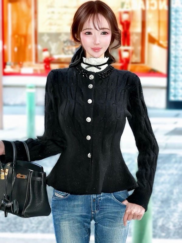 ソフィアペプラムカーディガンBLACK