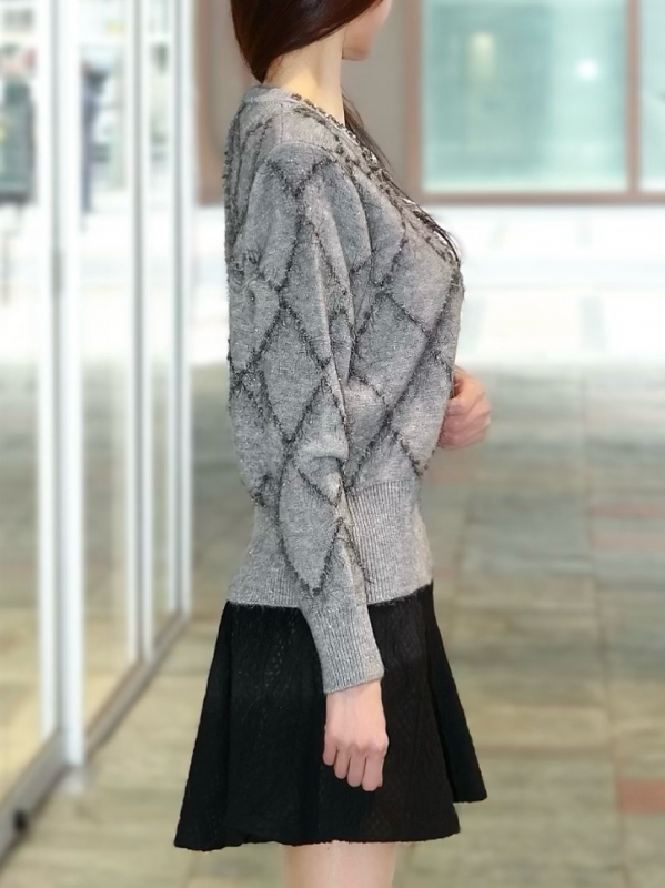 ラメフリンジダイアニットカーディガンGRAY 商品イメージ3