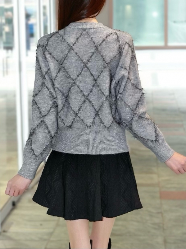 ラメフリンジダイアニットカーディガンGRAY 商品イメージ4