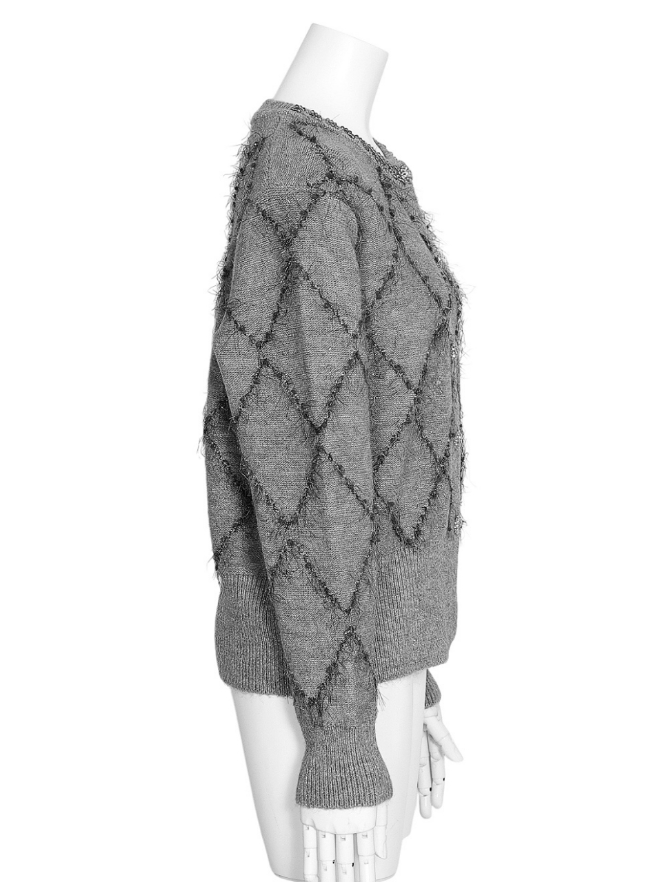 ラメフリンジダイアニットカーディガンGRAY スタイリングイメージ2