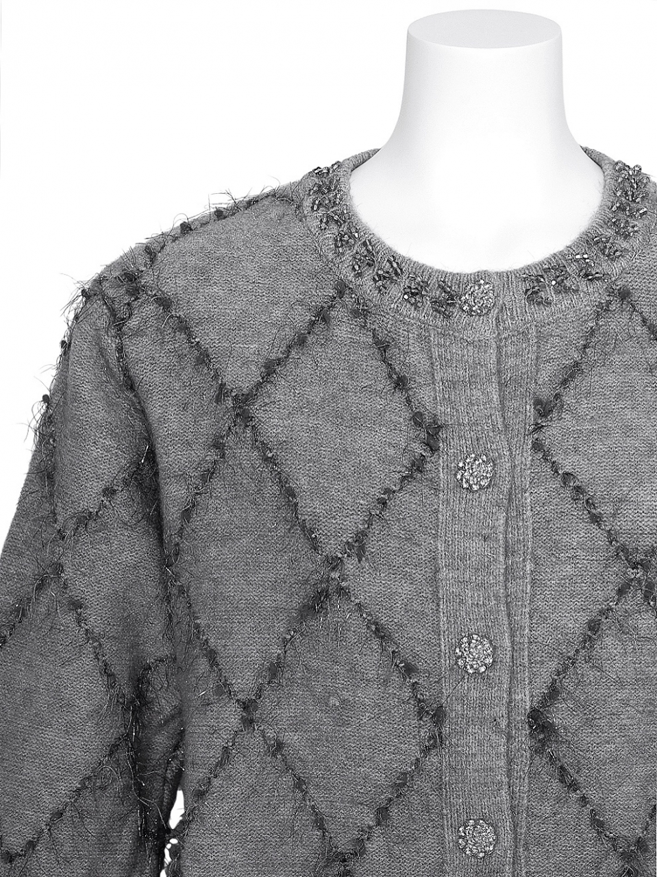 ラメフリンジダイアニットカーディガンGRAY スタイリングイメージ5