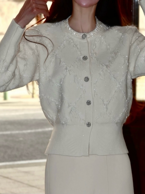 ラメフリンジダイアニットカーディガンIVORY 商品イメージ3