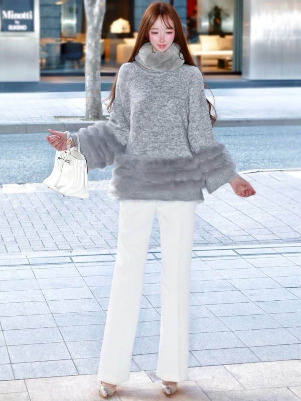 ティアードファーラメニットGRAY 商品イメージ2