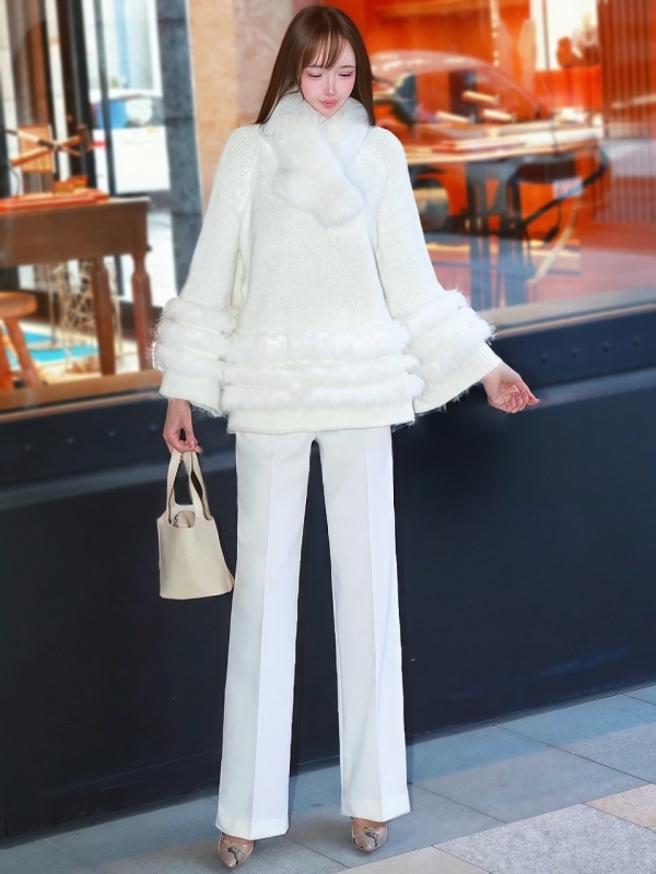 ティアードファーラメニットIVORY 商品イメージ2