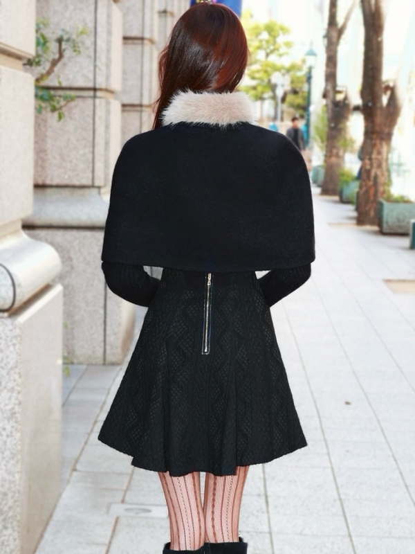 2WAYファーケープニットセットアップBLACK 商品イメージ4