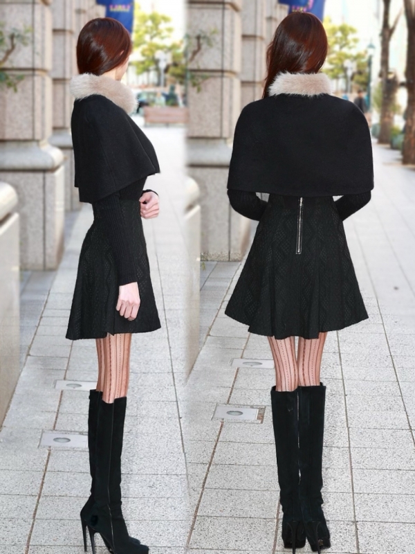 2WAYファーケープニットセットアップBLACK 商品イメージ5