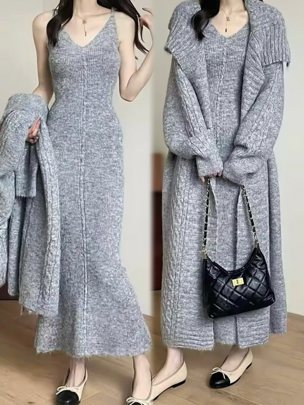 MiaウールケーブルロングセットアップGRAY 商品イメージ6