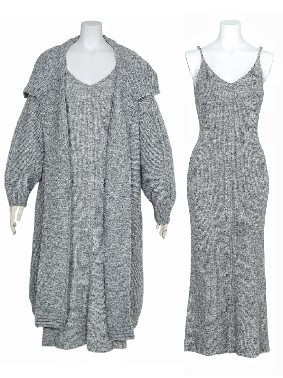 MiaウールケーブルロングセットアップGRAY スタイリングイメージ1