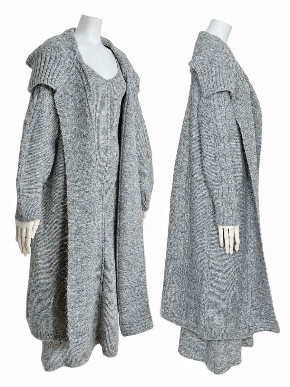 MiaウールケーブルロングセットアップGRAY スタイリングイメージ3