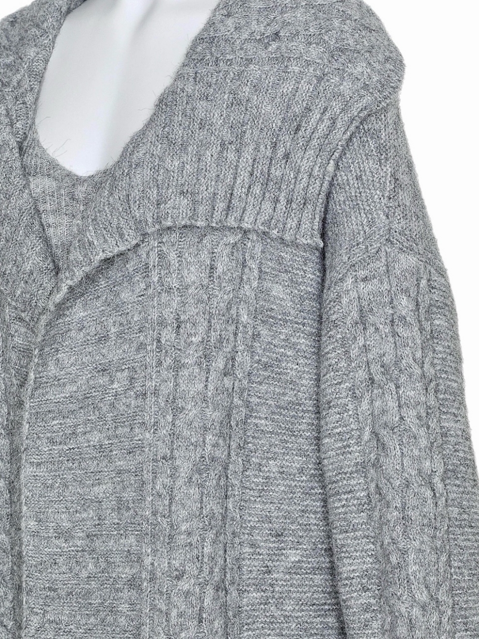 MiaウールケーブルロングセットアップGRAY スタイリングイメージ7