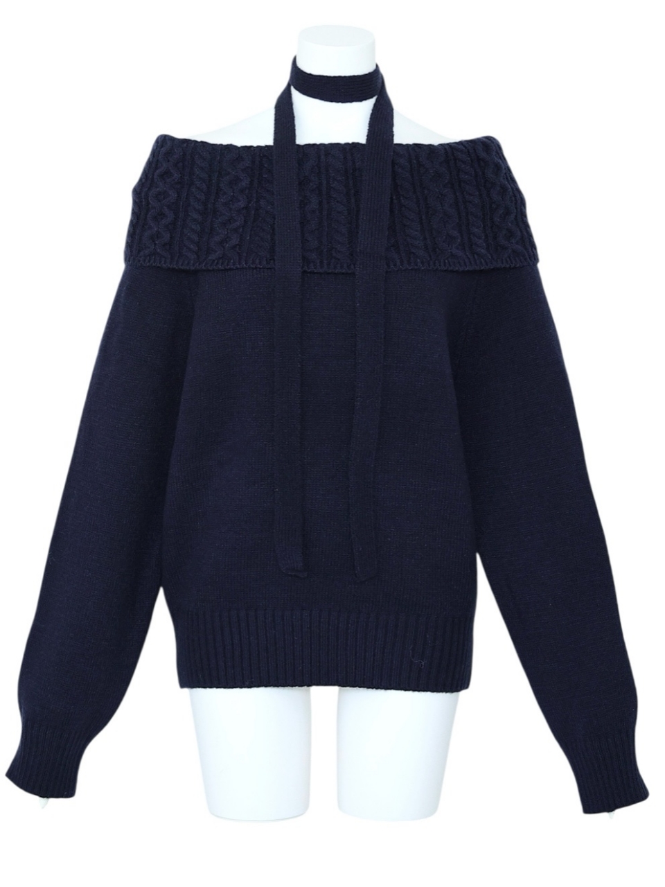 2WAYケーブルオフショルニットNAVY スタイリングイメージ1