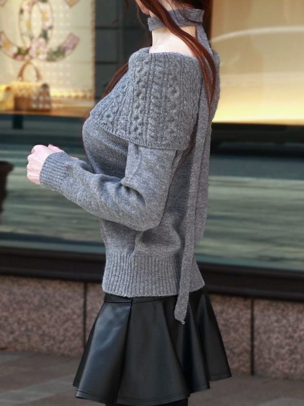 ケーブルオフショルニットGRAY 商品イメージ3