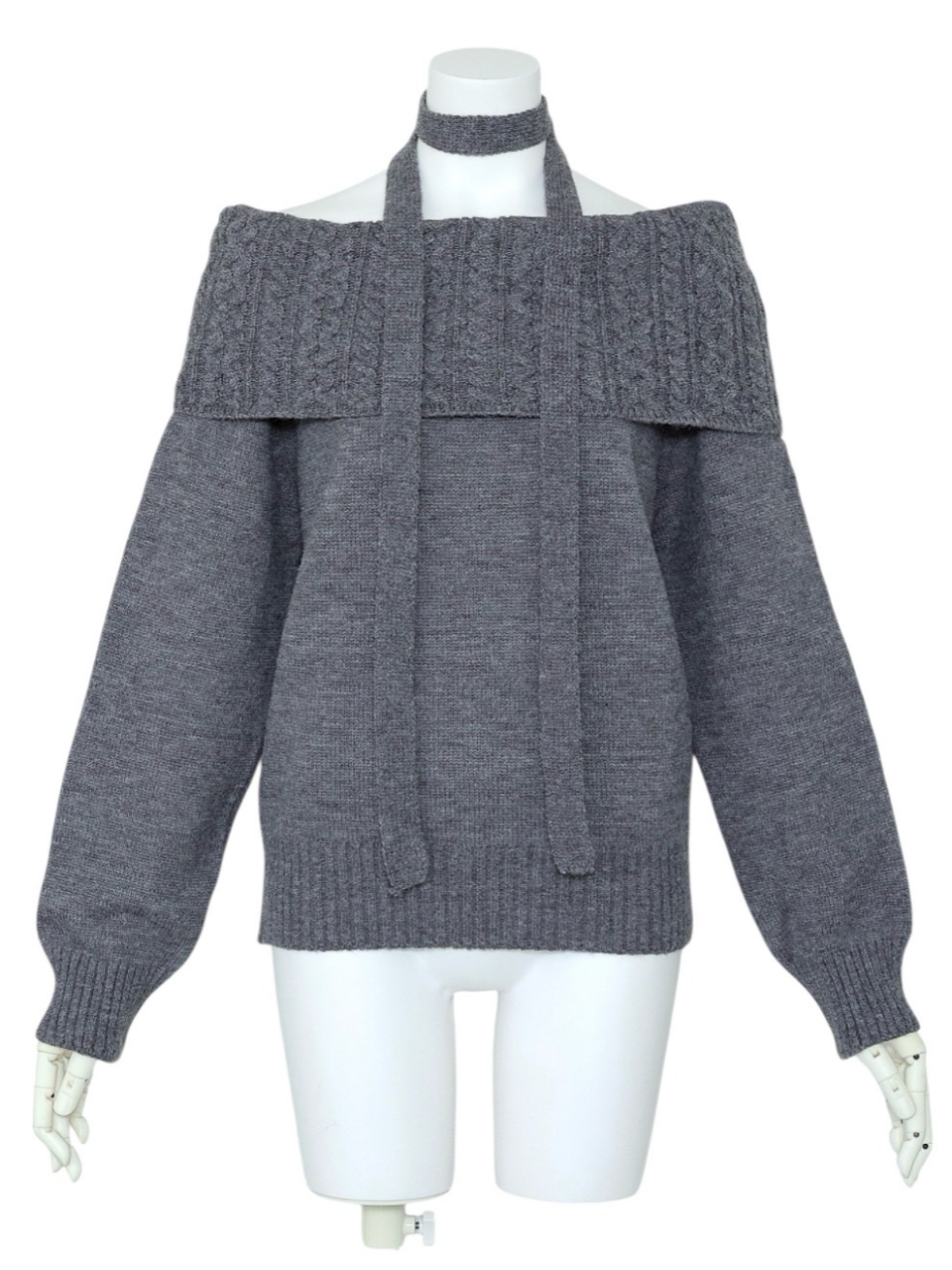ケーブルオフショルニットGRAY スタイリングイメージ1