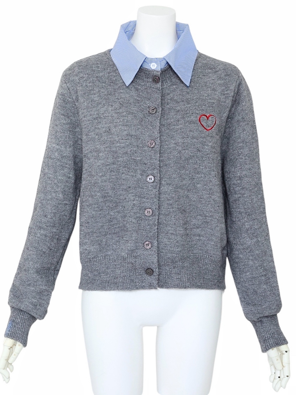 襟付ハートカーディガンGRAY スタイリングイメージ1