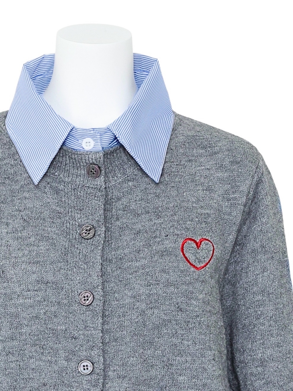 襟付ハートカーディガンGRAY スタイリングイメージ4