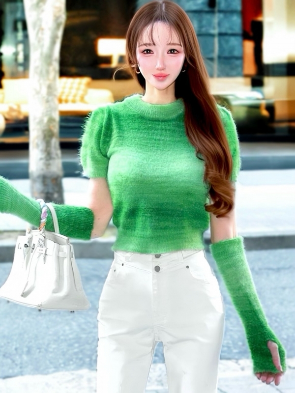 アームウォーマー付グラデニットGREEN