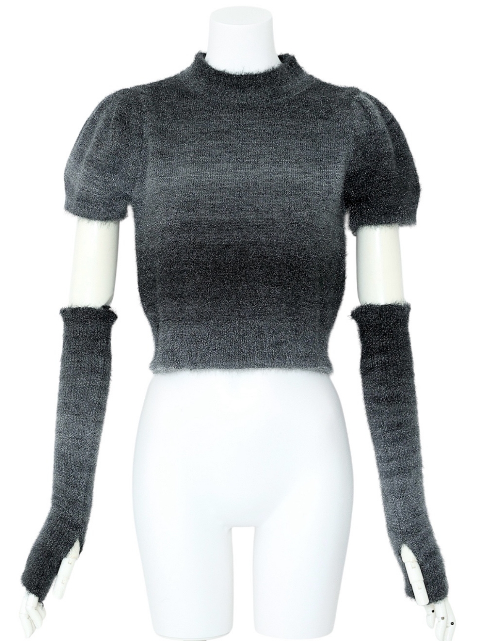 アームウォーマー付グラデニットGRAY スタイリングイメージ1