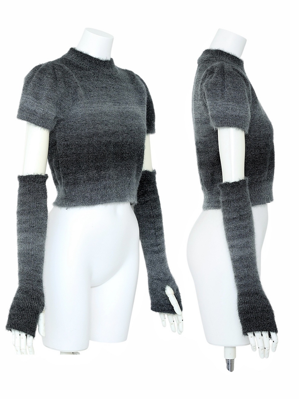 アームウォーマー付グラデニットGRAY スタイリングイメージ2