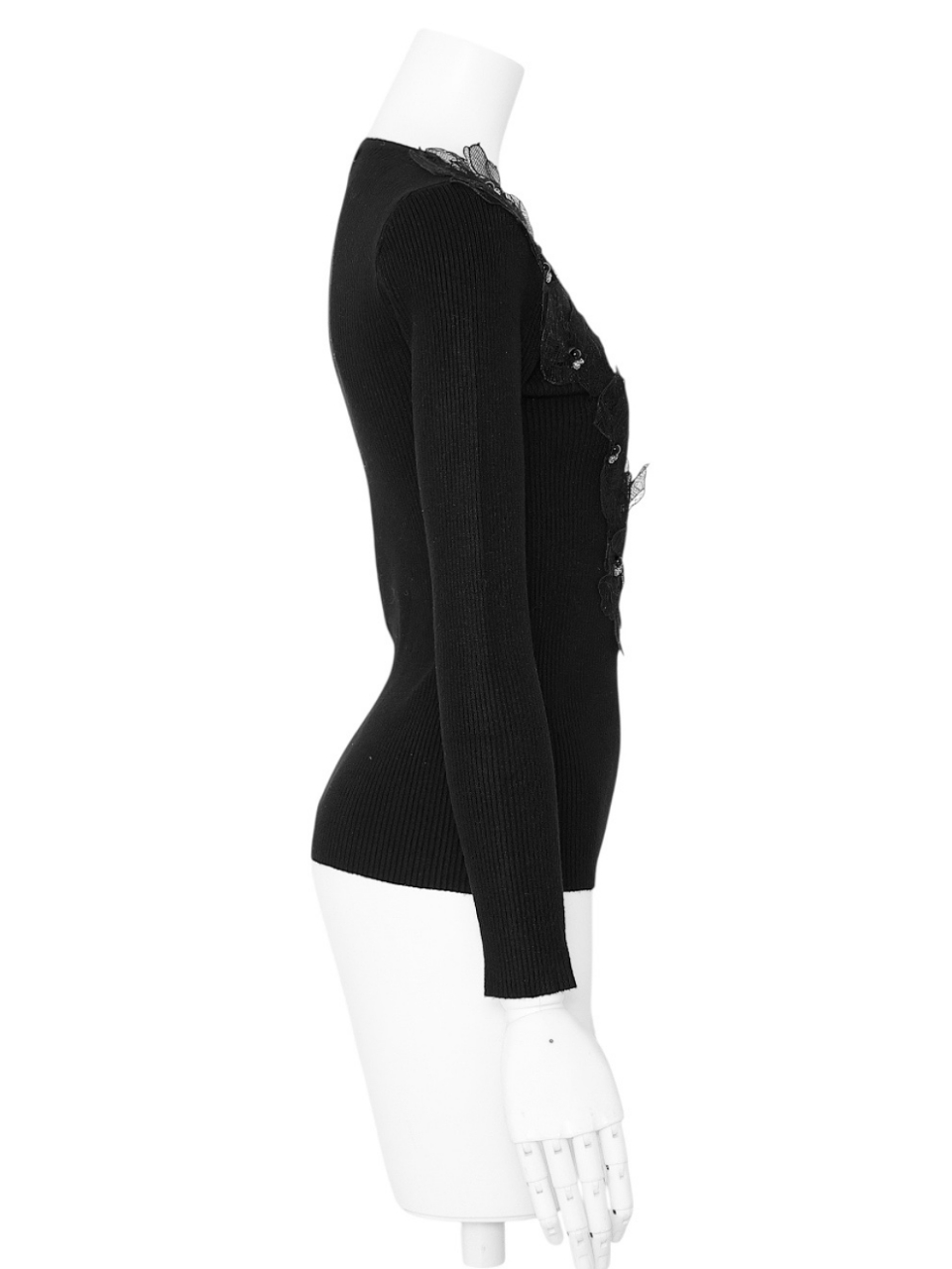 ビジューフラワーチュールレースニットBLACK スタイリングイメージ3