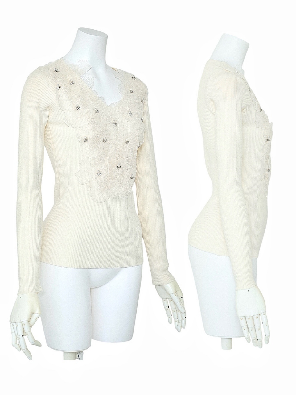 ビジューフラワーチュールレースニットIVORY スタイリングイメージ2