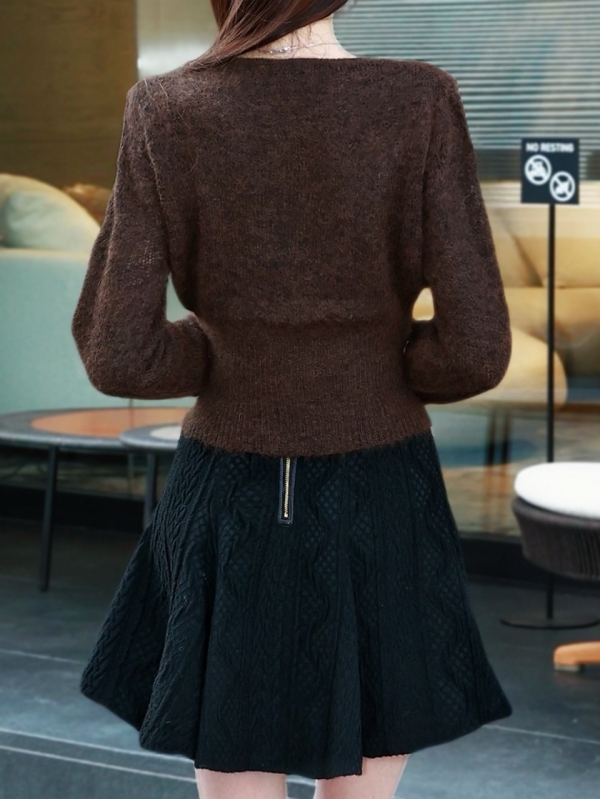 ボタニカルレースくびれカーディガンBROWN 商品イメージ4