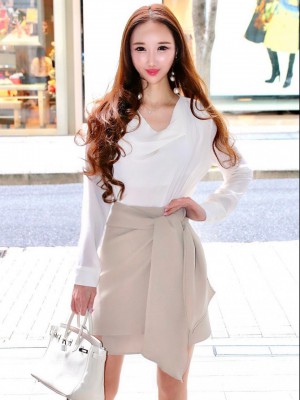 アシンメトリードレープシャツWHITE