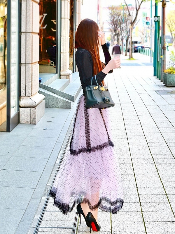 ブラックトリミングドットチュールスカートPINK 商品イメージ3