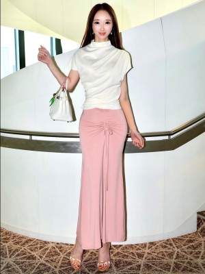 シャーリングロングスカートPINK