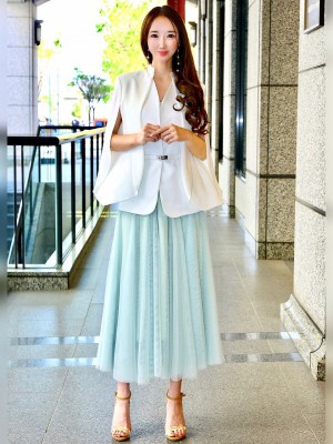WHITEシフォンスリーブケープジャケット