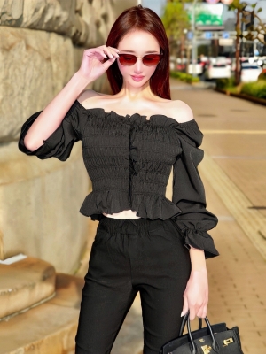 2wayシャーリングトップスBLACK