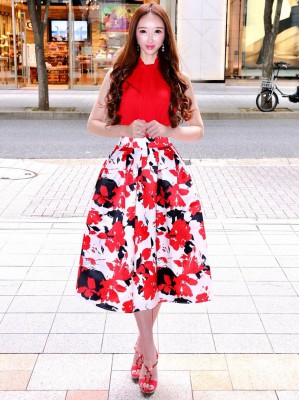REDプリントヒロインスカート