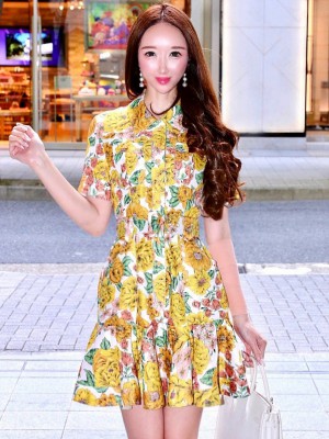 YELLOWフラワーワンピース