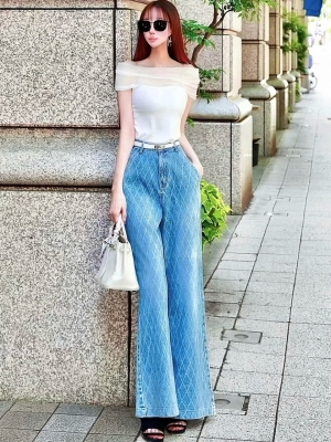ダイヤステッチワイドデニム