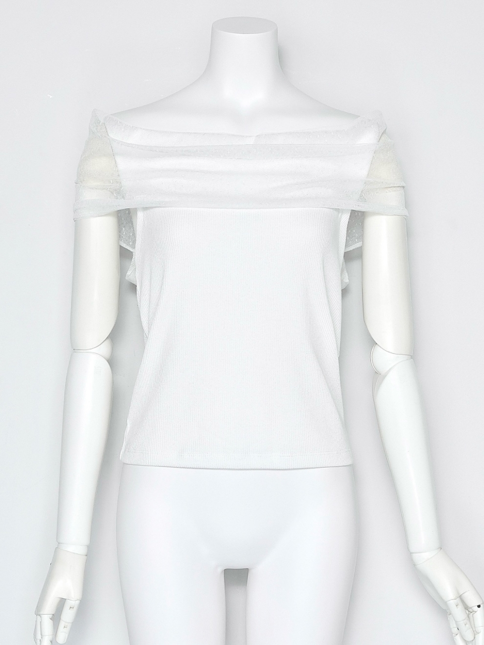 ドットチュール2wayトップスWHITE スタイリングイメージ1