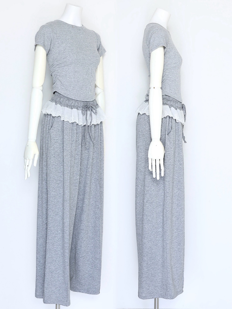 フリルパンツセットアップGRAY スタイリングイメージ2