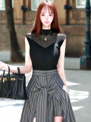デコルテメッシュサマーニットBLACK