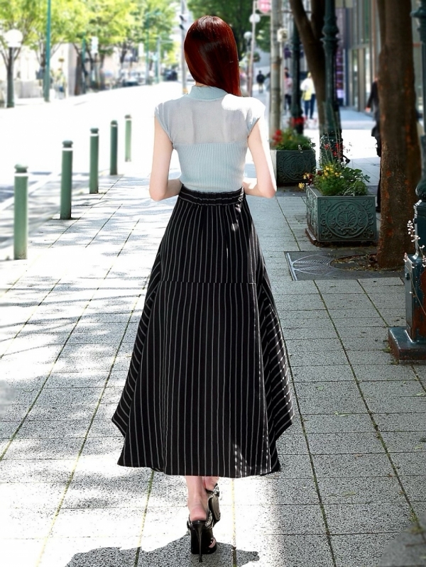 パンツドッキングピンストライプスカートBLACK 商品イメージ4