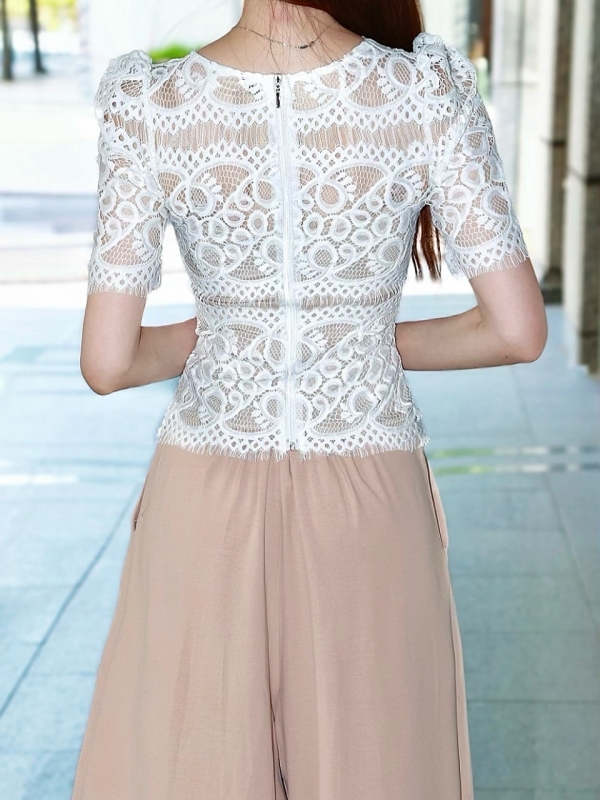 LUXE美フォムルレースブラウス(内蔵カップ付)WHITE 商品イメージ4