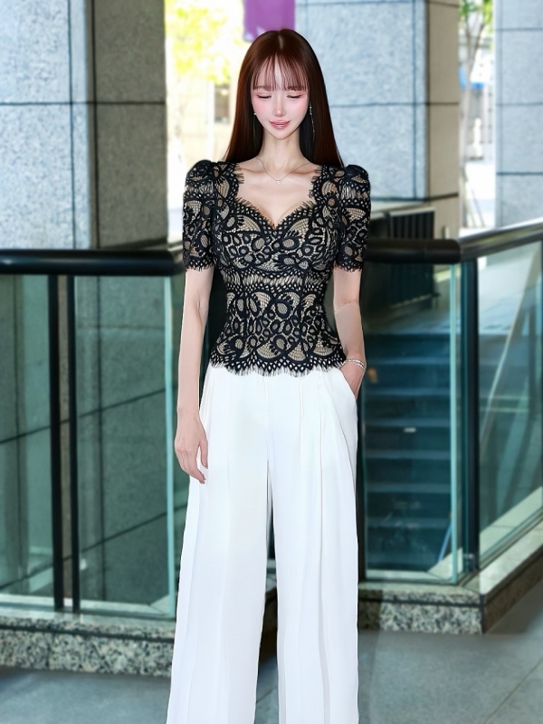 LUXE美フォムルレースブラウス(内蔵カップ付)BLACK 商品イメージ2