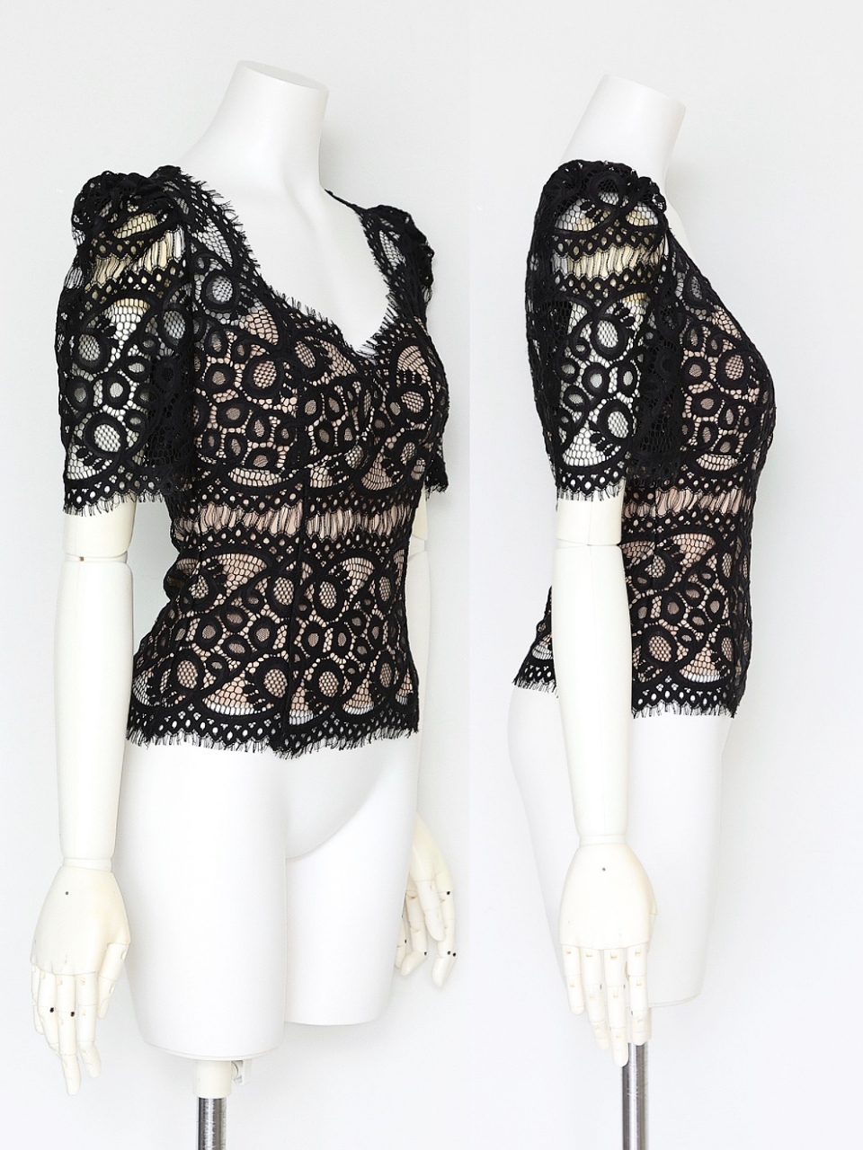 LUXE美フォムルレースブラウス(内蔵カップ付)BLACK スタイリングイメージ2