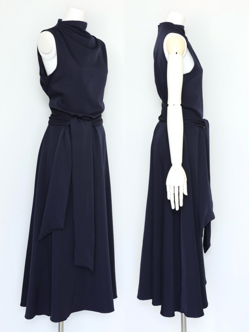 ドレープリボンロングドレスNAVY スタイリングイメージ3