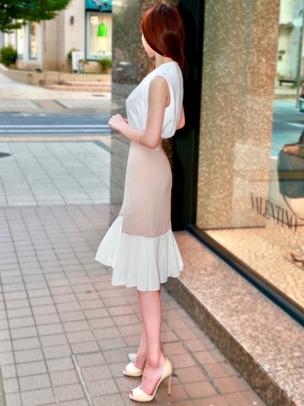 切替プリーツフリルスカートBEIGE 商品イメージ3