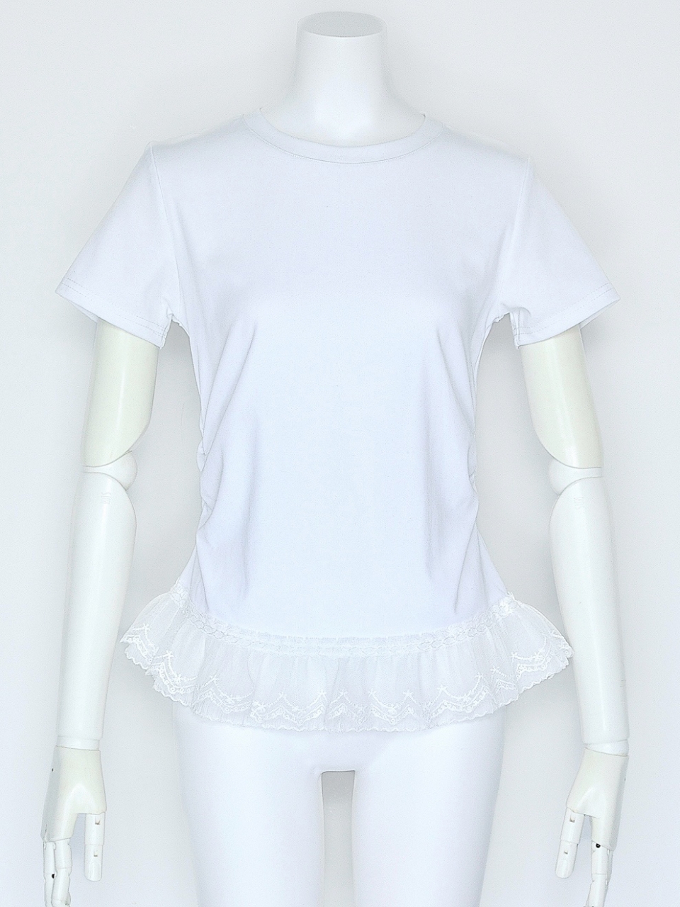 レースフリルシェイプTシャツWHITE スタイリングイメージ1