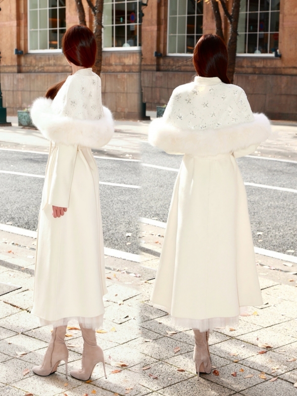 Real Fox Fur 2wayケープカシミアロングコート 商品イメージ3