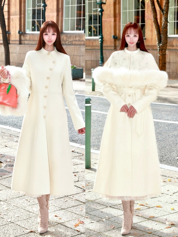 Real Fox Fur 2wayケープカシミアロングコート 商品イメージ2