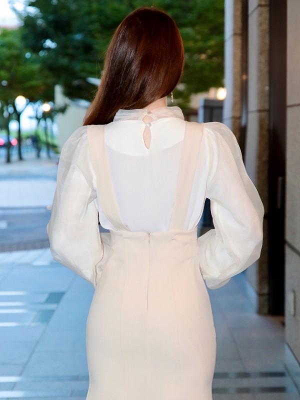 Luxe曲線美サスペンダーロングドレスIVORY 商品イメージ6