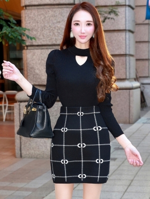 マーレニットミニスカートBLACK