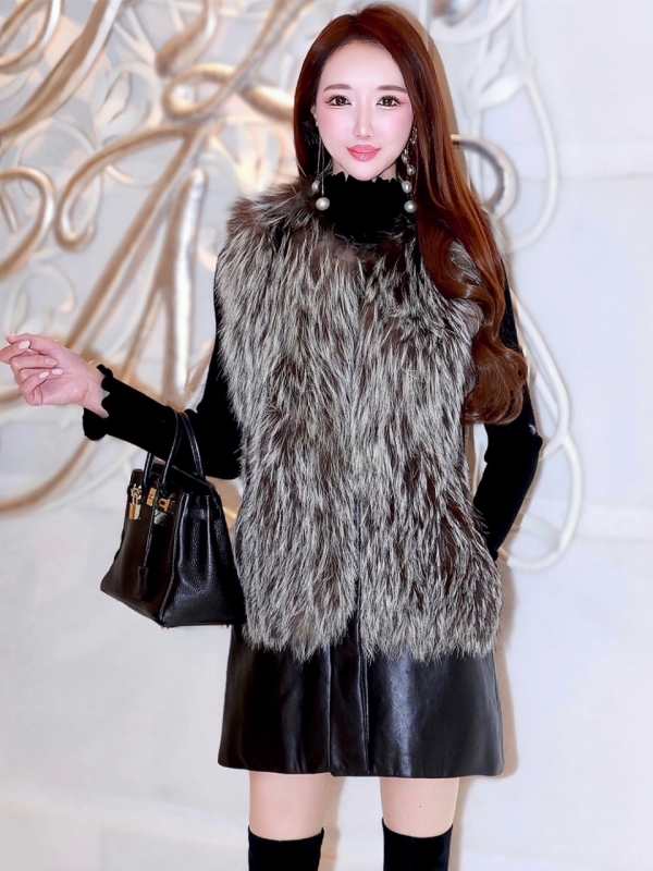 Real Fox Fur 本革2WAYジレワンピSILVER 商品イメージ2